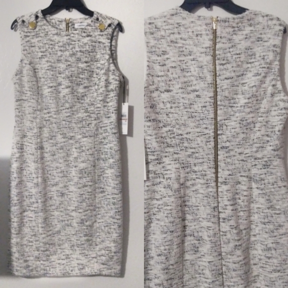 Calvin Klein Dresses & Skirts - Calvin Klein Dress Black White Career Tweed 12 14
